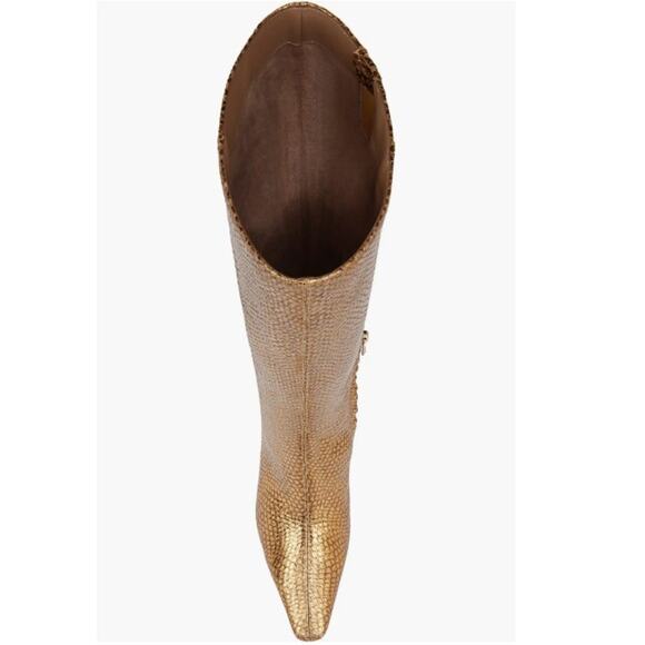 NWT Sam Edelman Sylvia Knee High Boot Medallion Gold Snake wide calf sz 6.5 - Picture 10 of 13